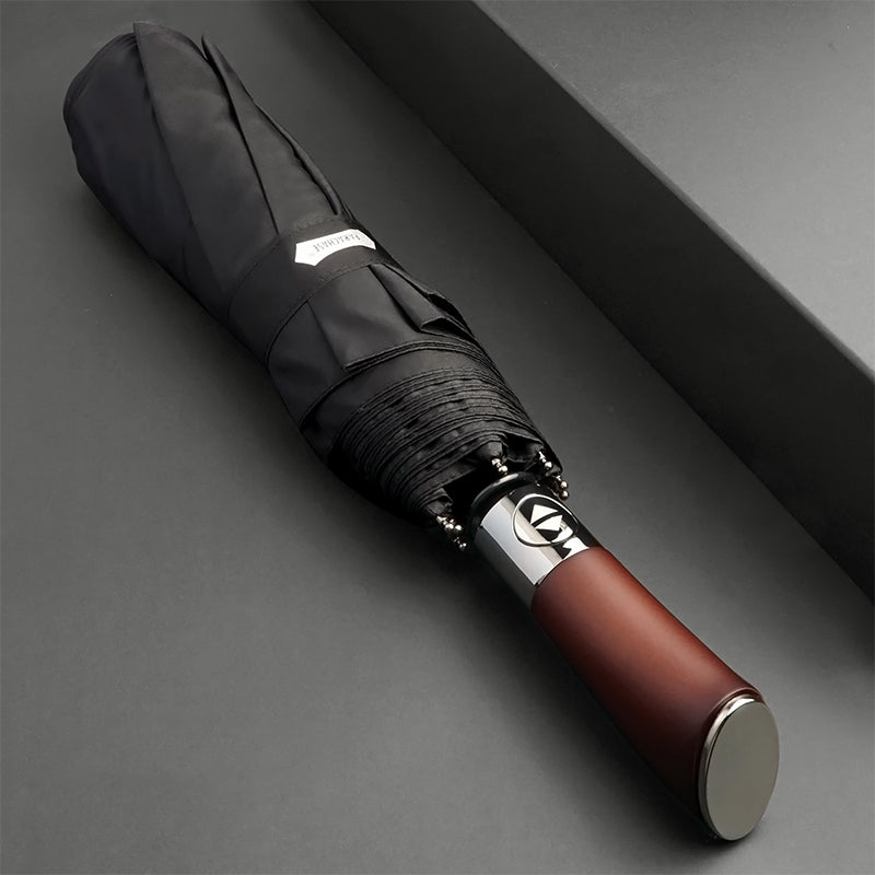 Compact Umbrella Windproof Wooden Handle - BritishMode