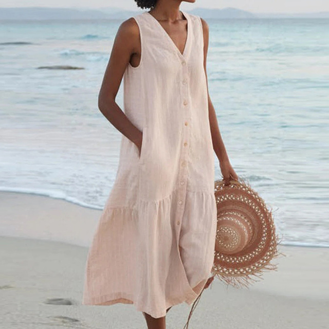 Womens Sundress Button Down Casual Classic Fit - BritishMode