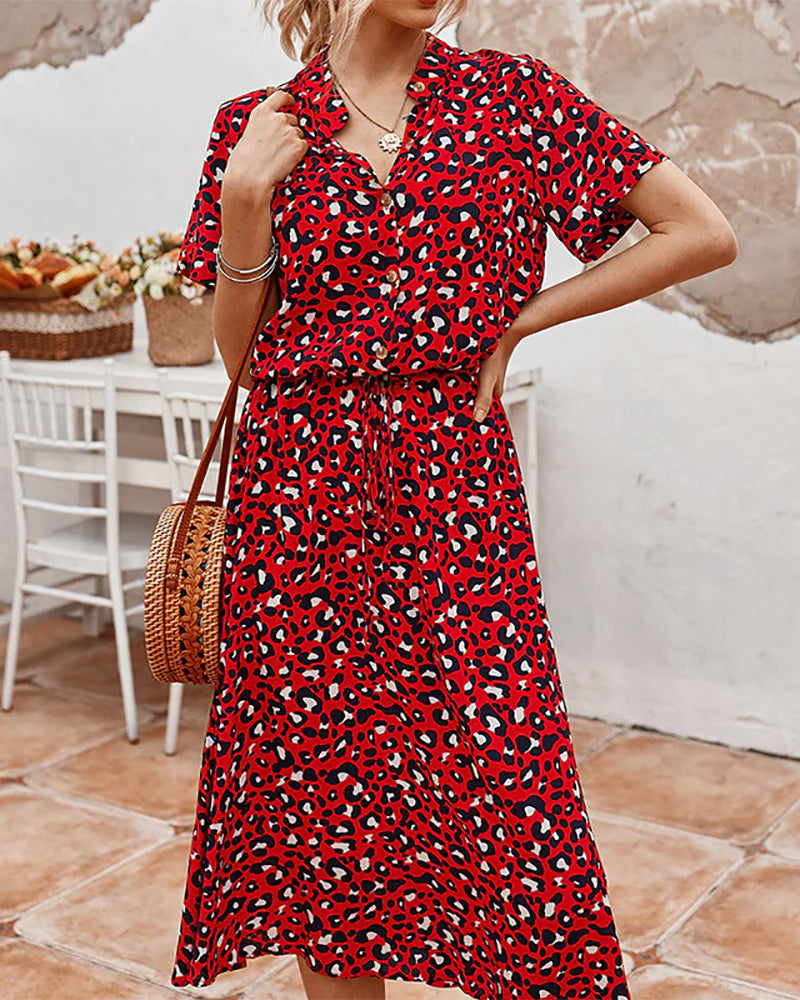 Womens Sundress with V-Neck and Polka Dot Pattern