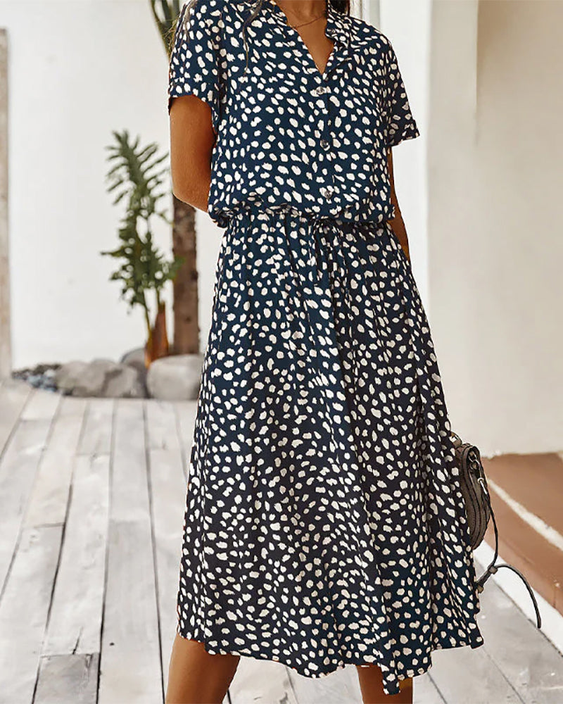 Womens Sundress with V-Neck and Polka Dot Pattern