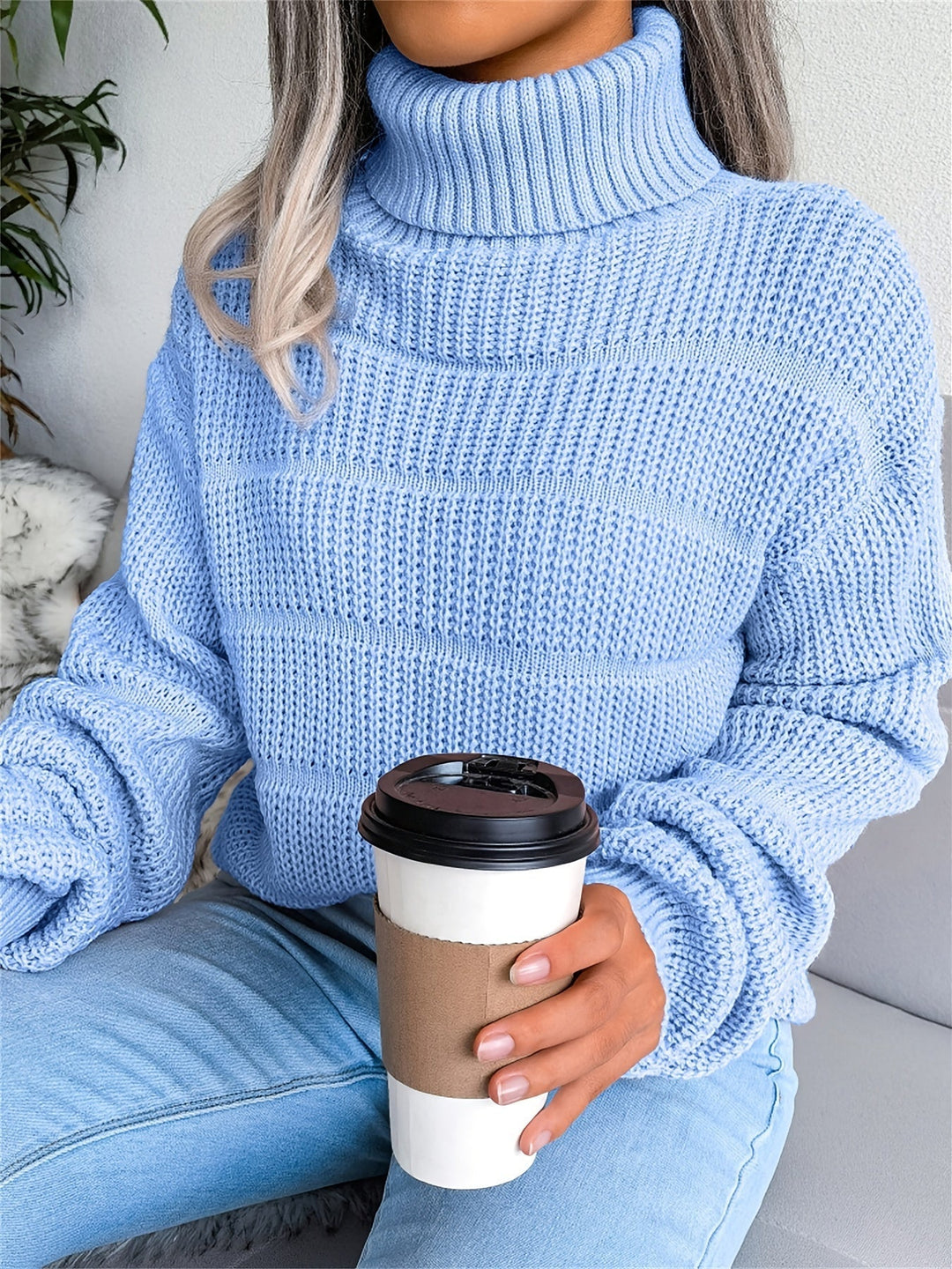 Womens Turtleneck Sweater Soft Warm Long Sleeve - BritishMode