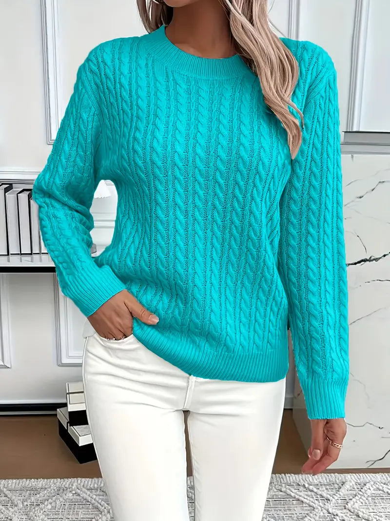 Womens Cable Knit Sweater Long Cozy Fit