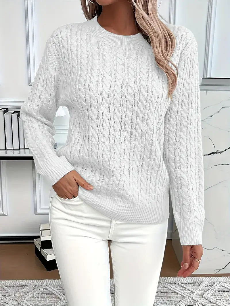 Womens Cable Knit Sweater Long Cozy Fit