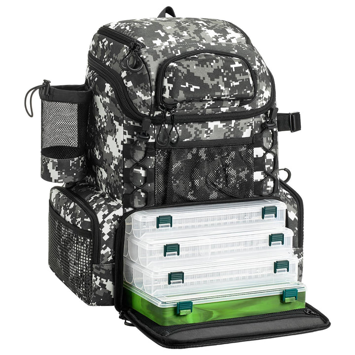 Unisex Fishing Backpack with Tackle Boxes Spacious Design
