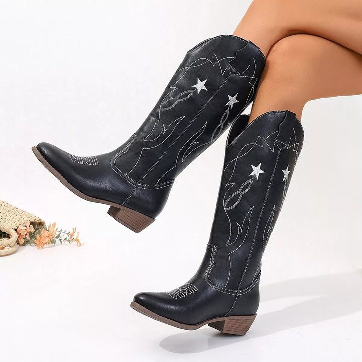 Mens Riding Boots Embroidered Durable Leather - BritishMode