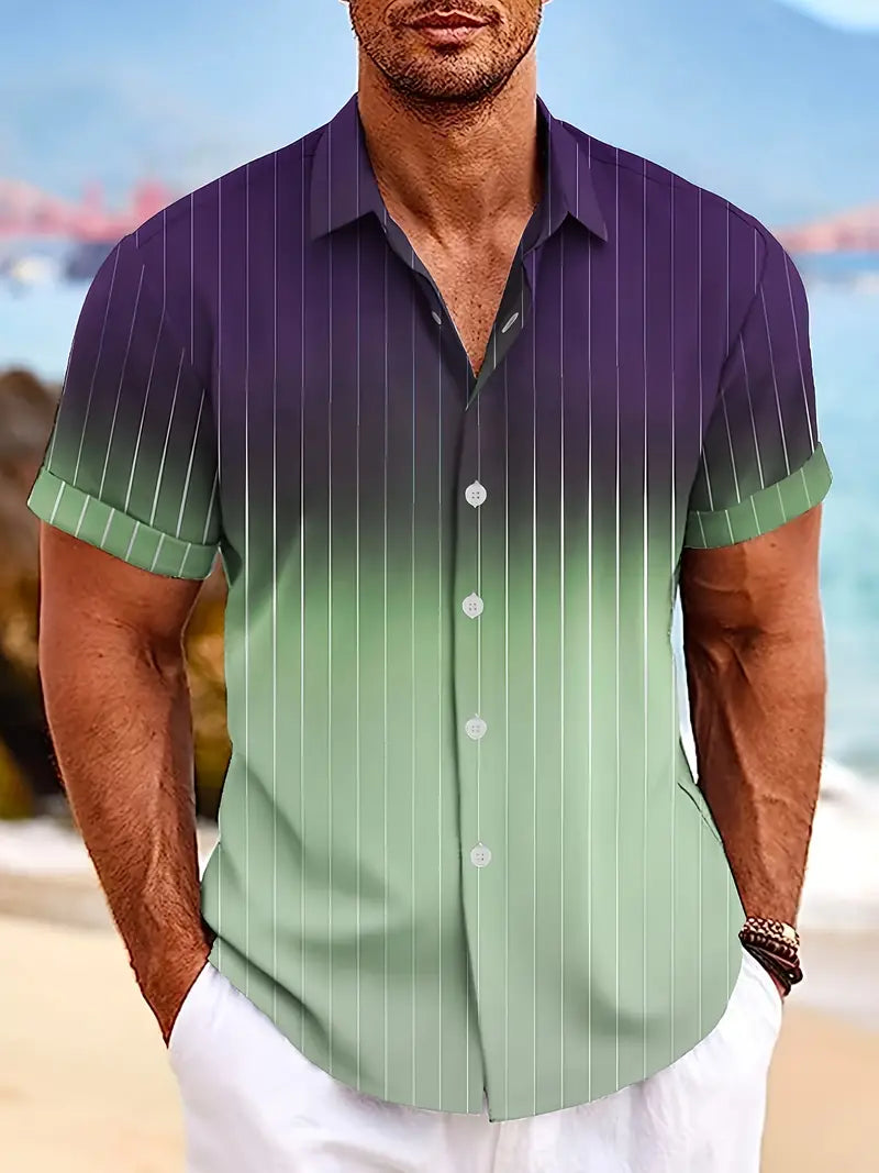 Mens Button-Down Shirt Cotton Short Sleeve Regular Fit