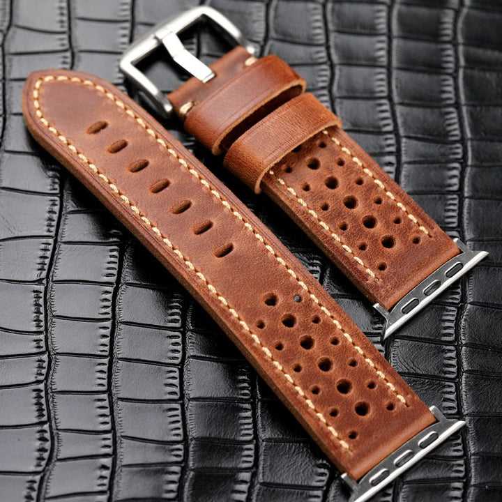 Unisex Leather Watch Band Racing Style