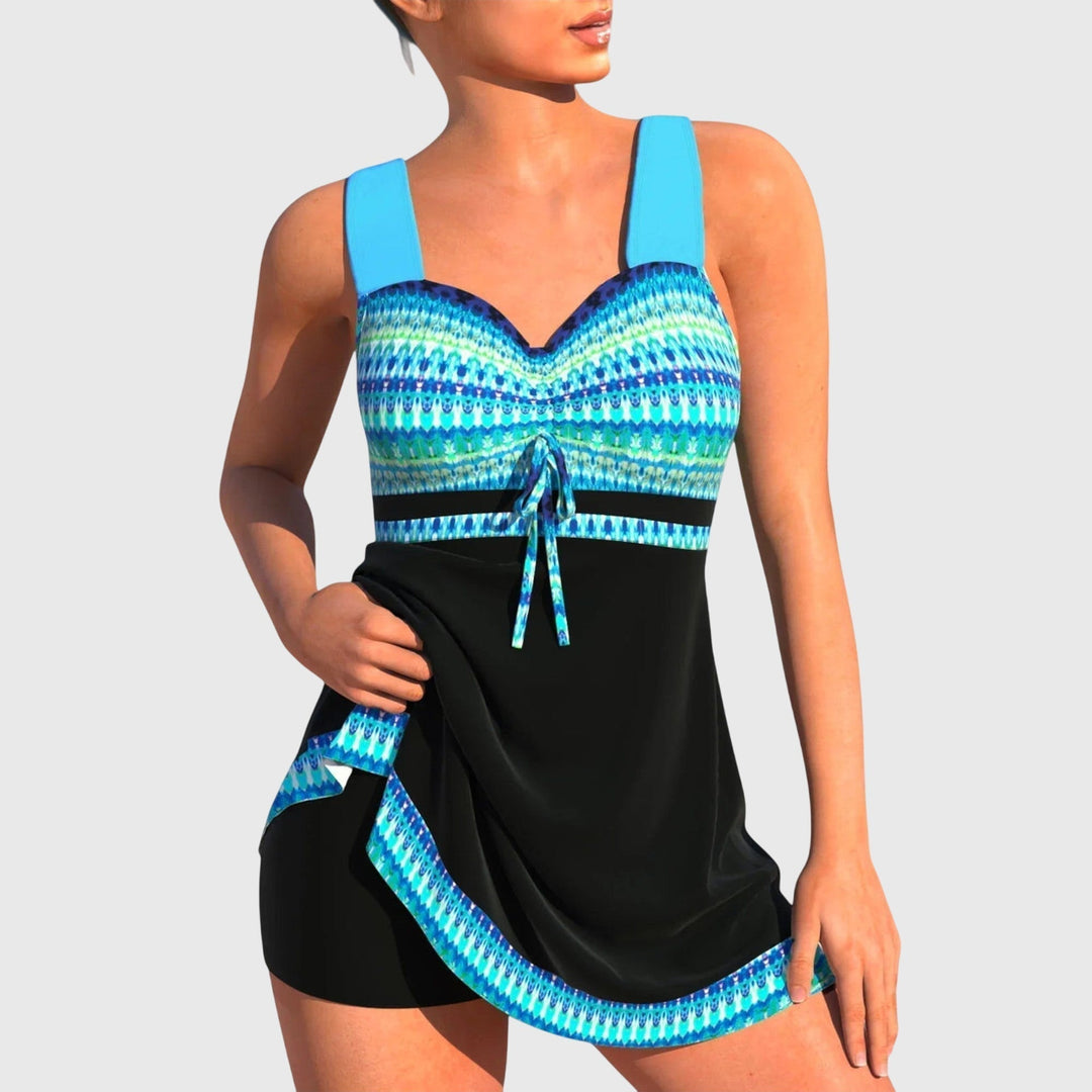 Womens Tankini Swimsuit Set Patterned Sleeveless - BritishMode