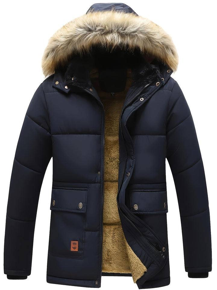 Mens Quilted Puffer Jacket with Hood Warm Fit - BritishMode