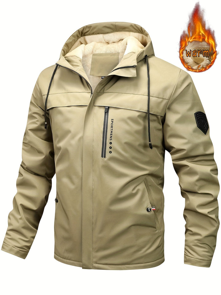 Mens Outdoor Jacket Waterproof Fleece Hooded