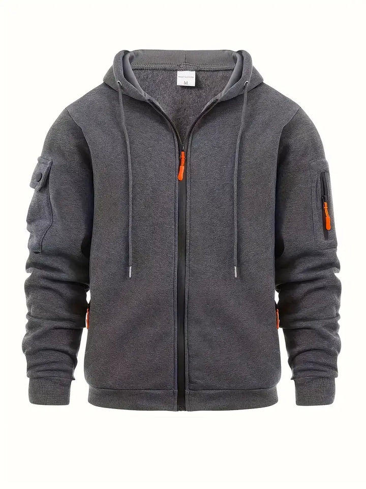 Mens Zip Hoodie Cotton Blend Regular Fit with Pockets