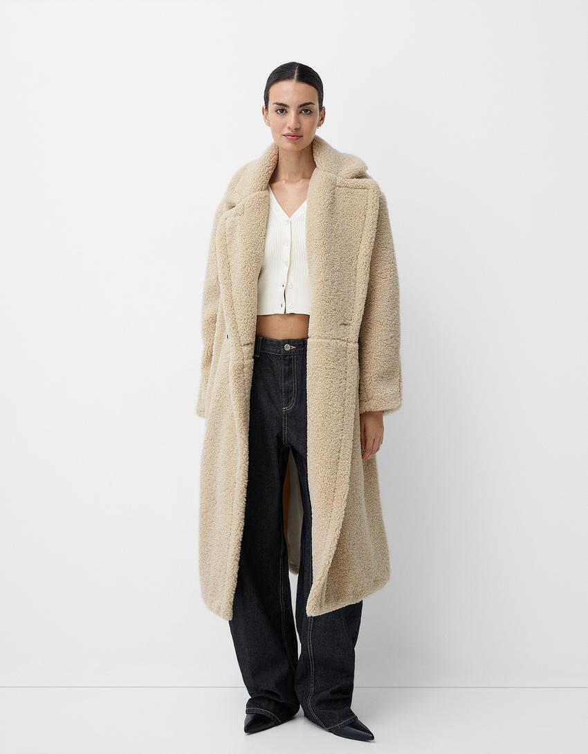 Womens Oversized Teddy Jacket Warm Soft Fit