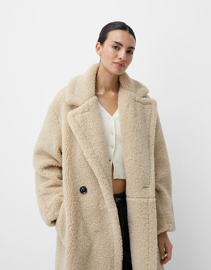 Womens Oversized Teddy Jacket Warm Soft Fit - BritishMode