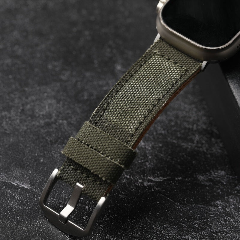 Unisex Watch Band Leather and Canvas Durable