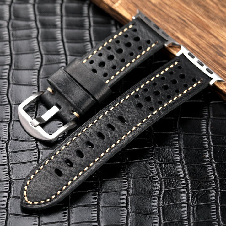 Unisex Leather Watch Band Racing Style