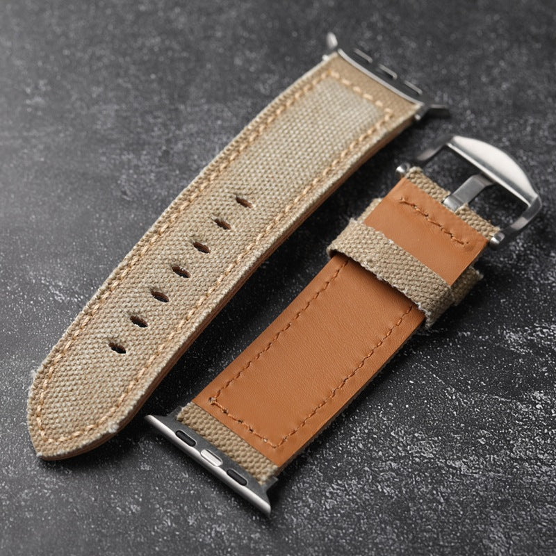 Unisex Watch Band Leather and Canvas Durable