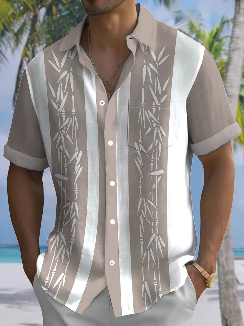 Mens Short-Sleeve Shirt Bamboo Fabric Regular Fit