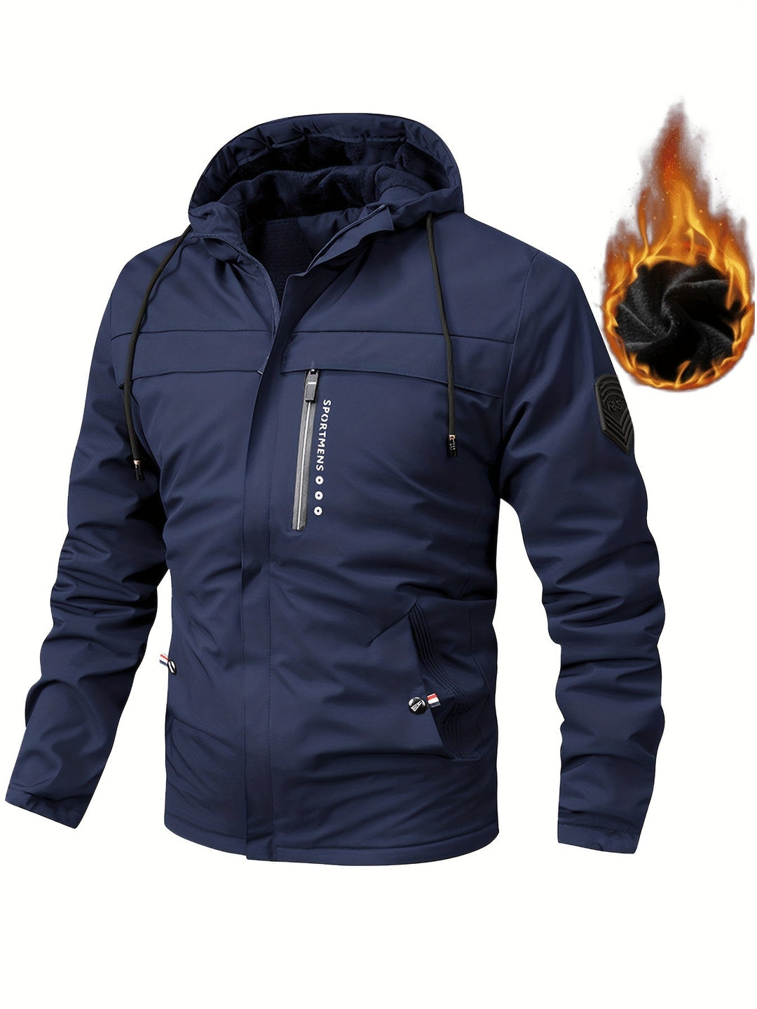 Mens Outdoor Jacket Waterproof Fleece Hooded