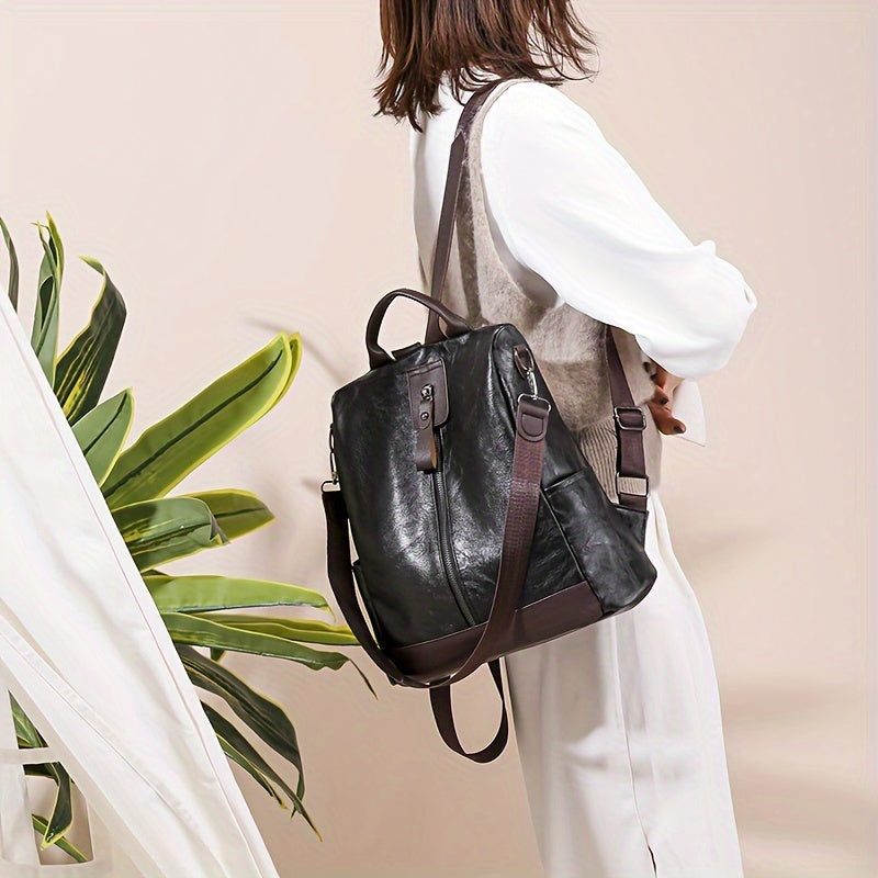 Womens Backpack Vegan PU Leather Secure Design