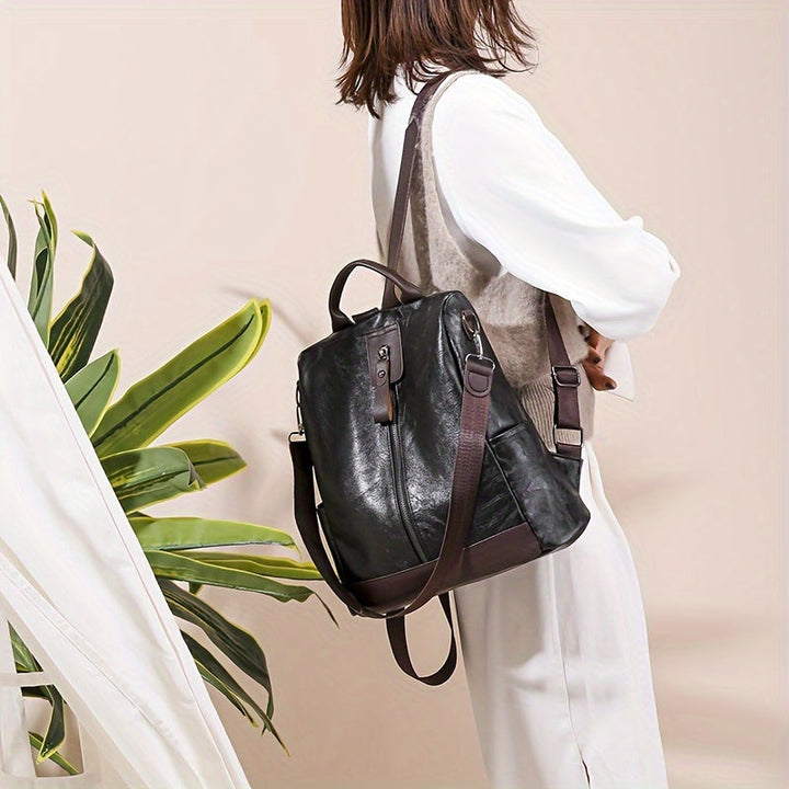 Womens Backpack Vegan PU Leather Secure Design