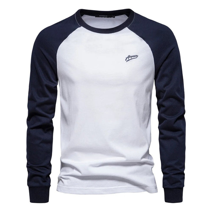 Mens Long Sleeve Shirt with Crew Neck Elegant Fit