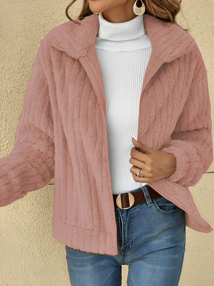 Womens Oversized Jacket with Zip Front Casual Style