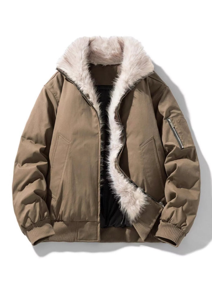 Mens Bomber Jacket Zip-Up Large Size