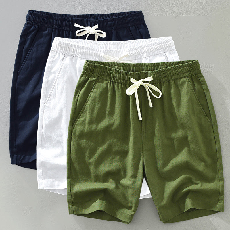 Mens Linen Beach Shorts Relaxed Fit - BritishMode
