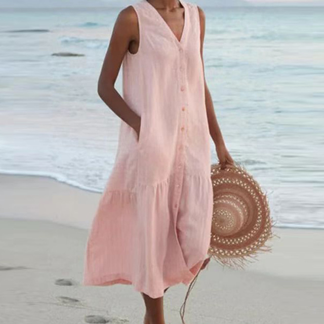 Womens Sundress Button Down Casual Classic Fit