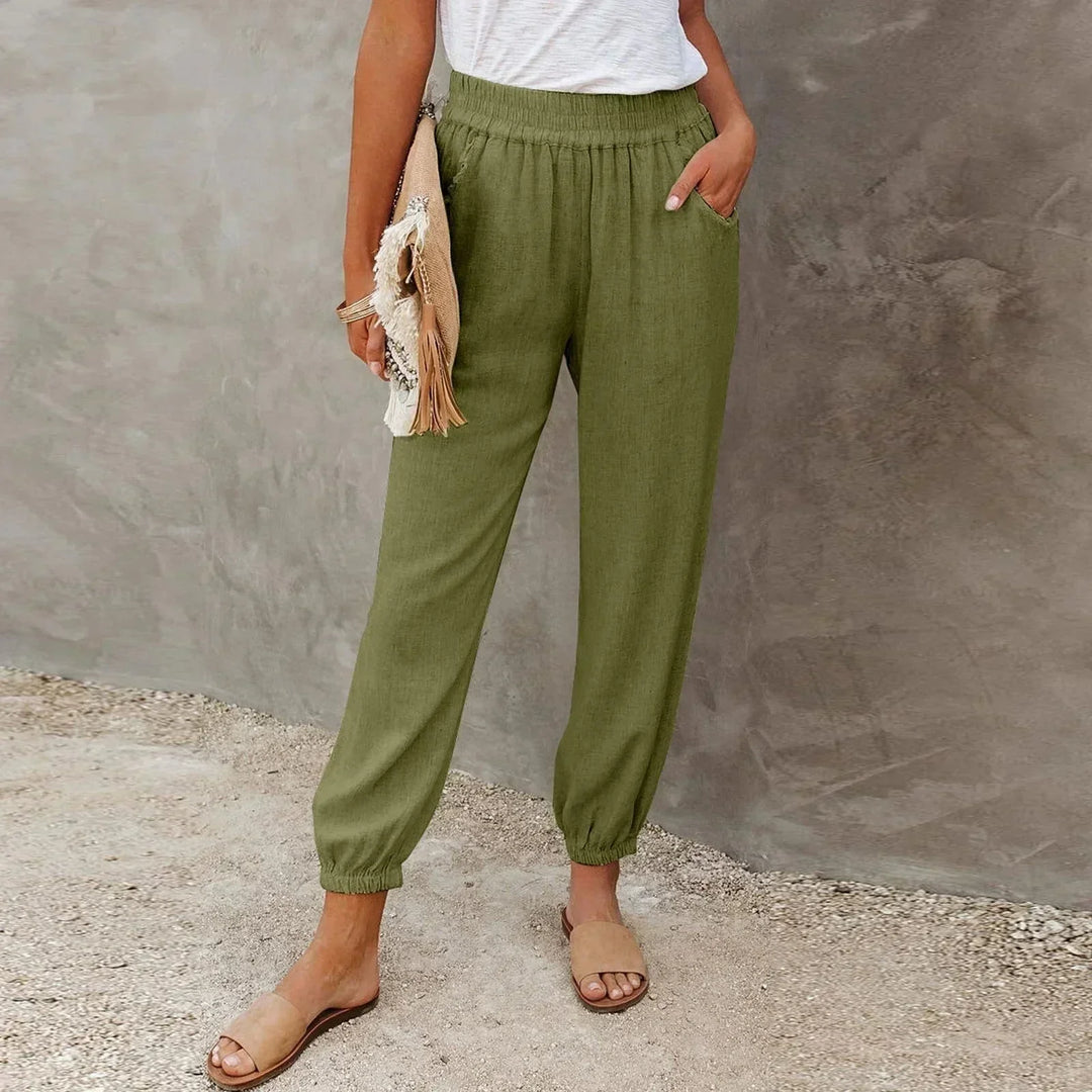Womens Summer Pants High Waist Loose Fit with Pockets