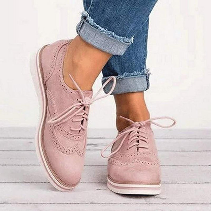 Womens Lace-Up Leather Shoes Stylish Fit - BritishMode