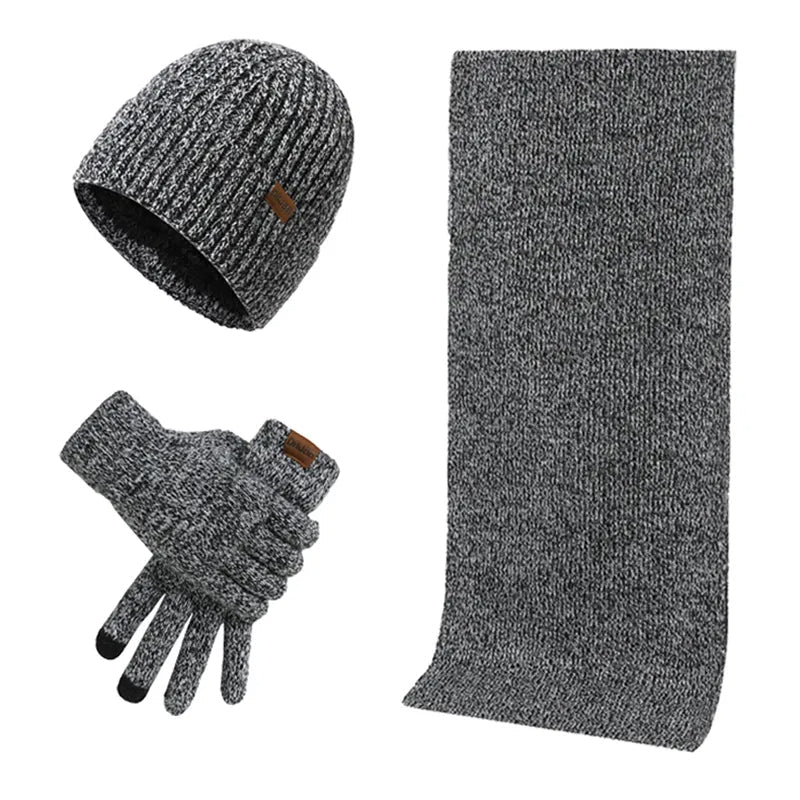 Mens Winter Accessory Set Hat Scarf Gloves Casual - BritishMode