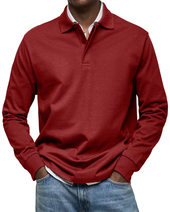 Mens Polo Shirt Cotton Long Sleeve Classic Fit