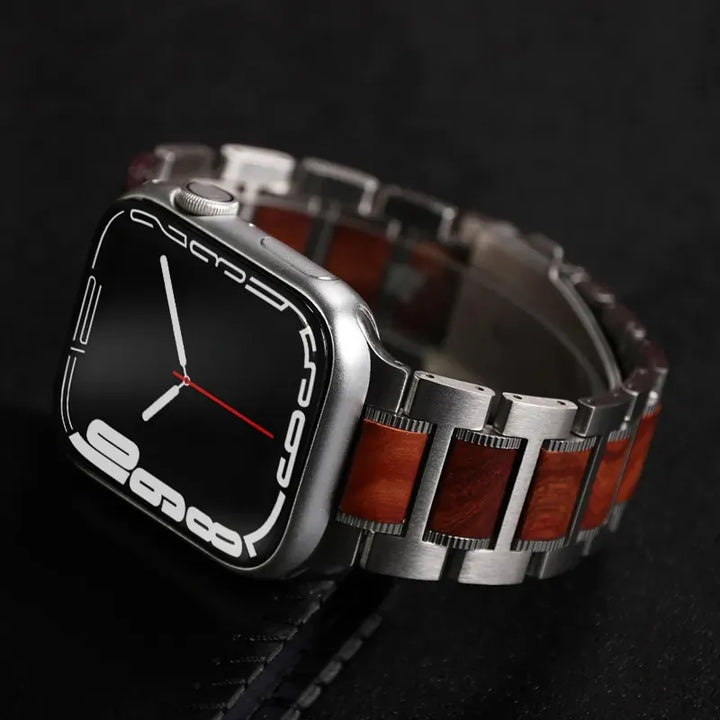 Unisex Watch Leather Strap Wooden Accent