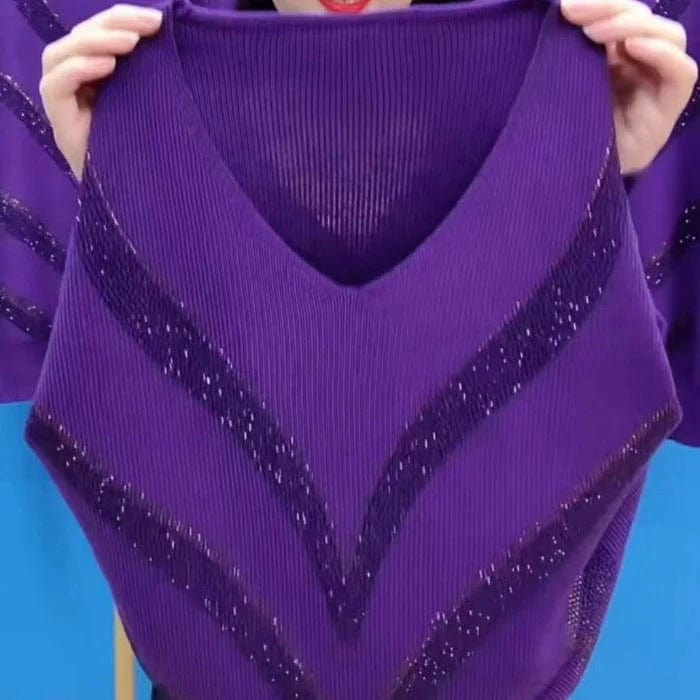 Womens V-Neck Sweater Wool Blend Classic Fit