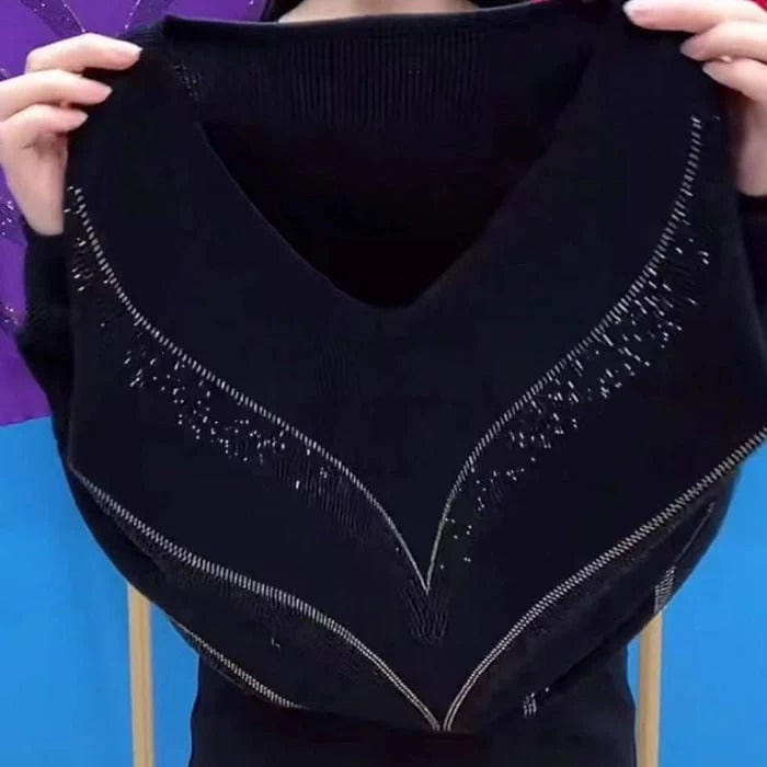 Womens V-Neck Sweater Wool Blend Classic Fit