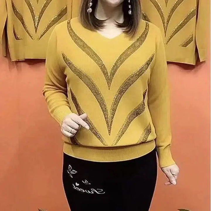 Womens V-Neck Sweater Wool Blend Classic Fit - BritishMode