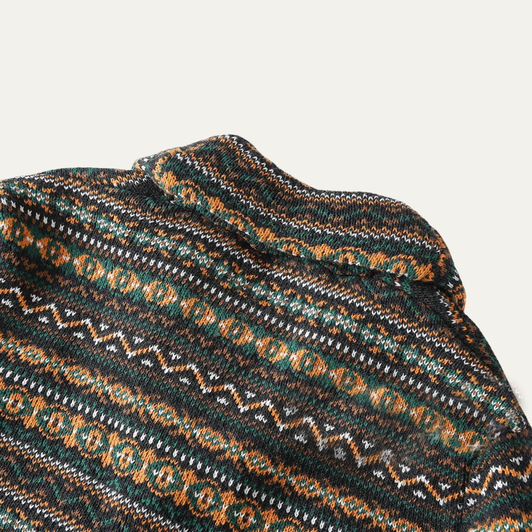 Mens Wool Knitted Cardigan Vintage Nordic Style