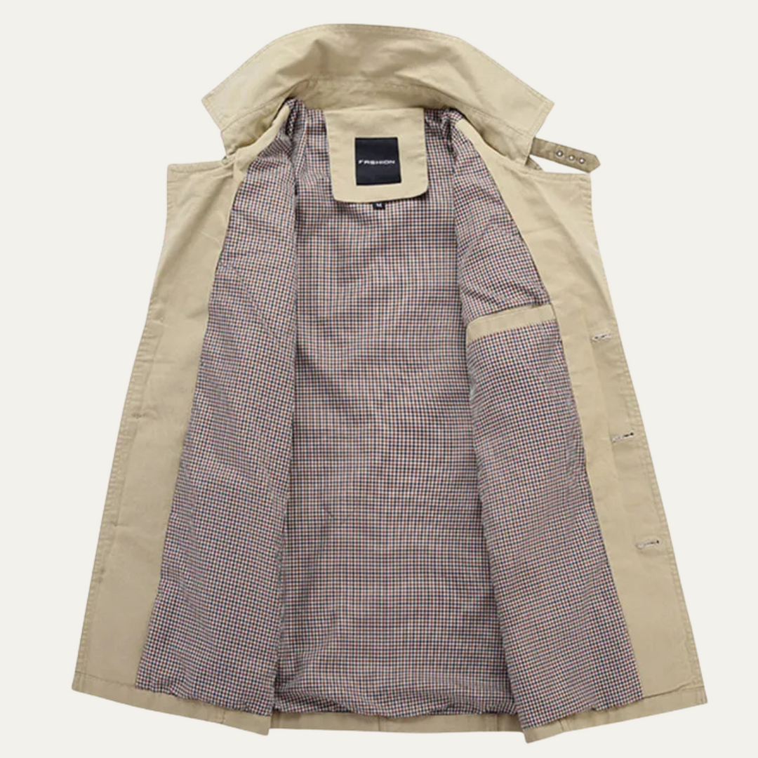Mens Trench Coat Double Breasted Classic Fit