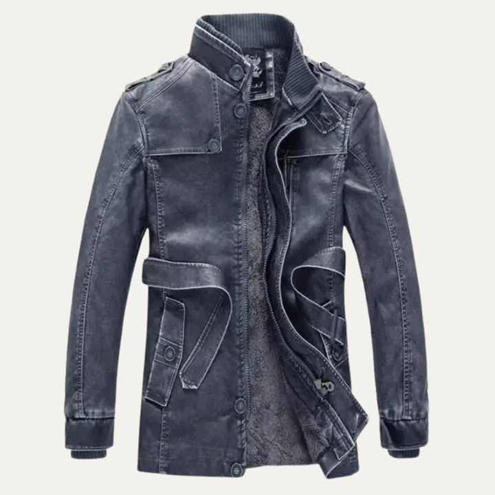 Mens Leather Jacket Thick Fleece Lined Vintage Style