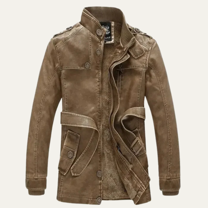 Mens Leather Jacket Thick Fleece Lined Retro Style - BritishMode
