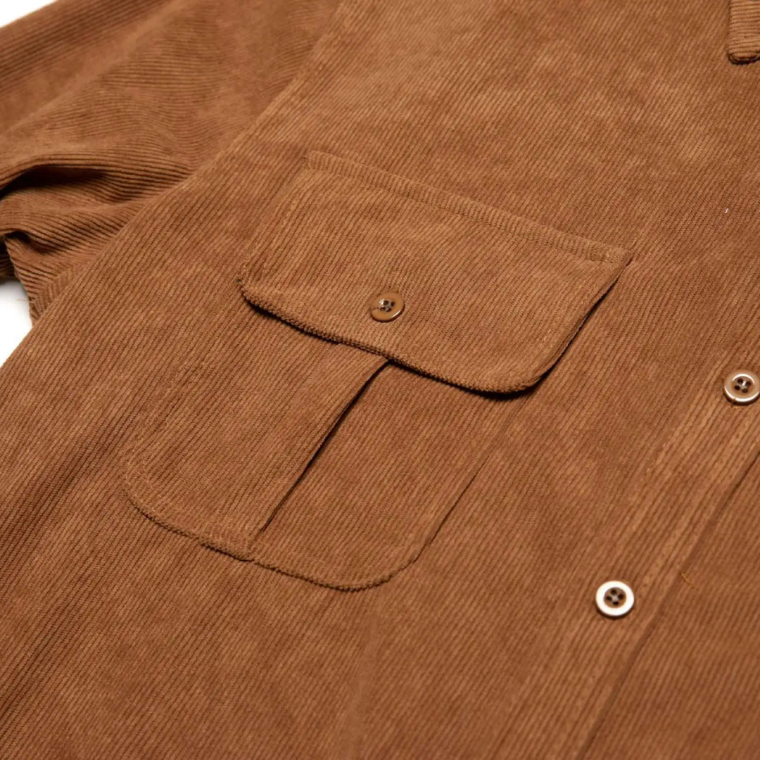 Mens Casual Corduroy Shirt Button-Down Fit