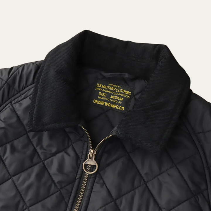 Mens Quilted Bomber Jacket Retro Winter Insulated