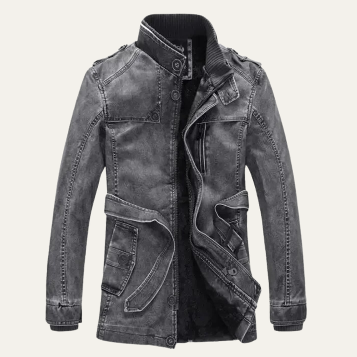 Mens Leather Jacket Thick Fleece Lined Retro Style