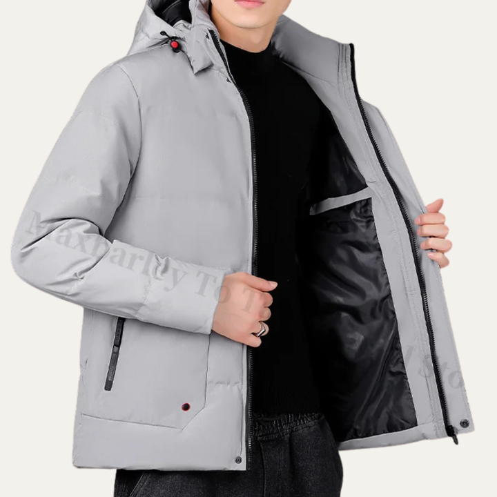 Mens Hooded Puffer Jacket Thick Warm Insulated