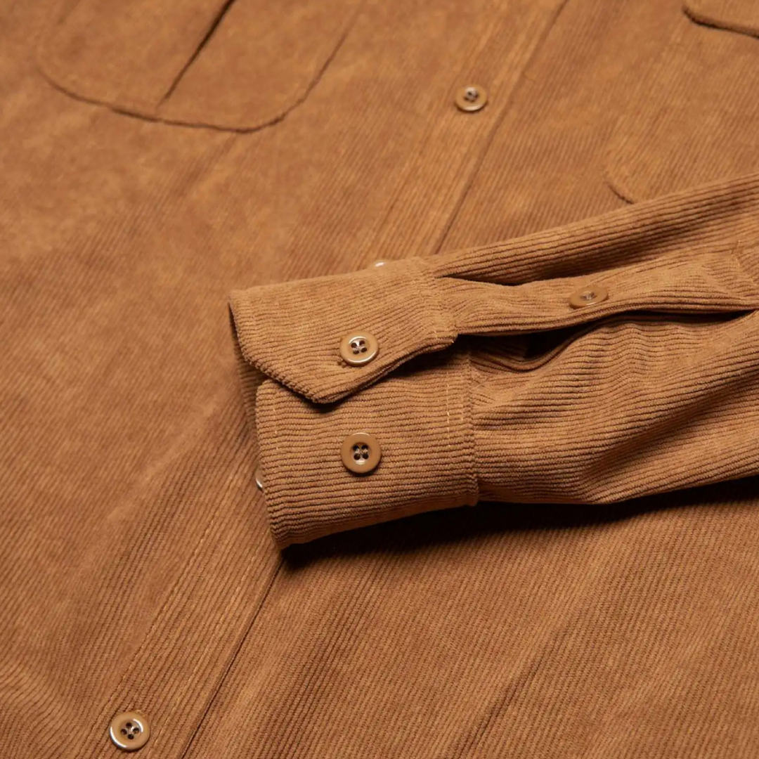 Mens Casual Corduroy Shirt Button-Down Fit