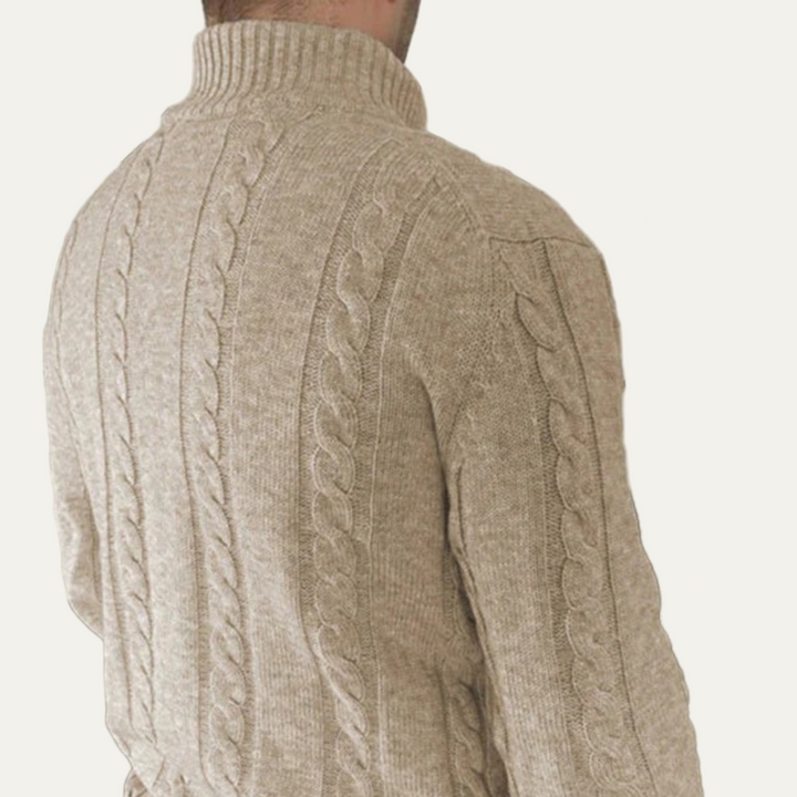 Mens Cable Knit Cardigan with Shawl Collar