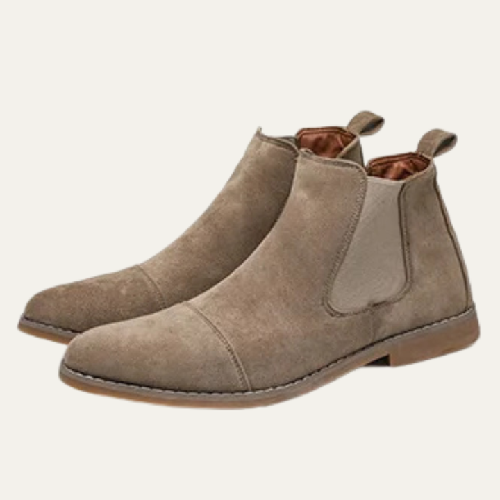 Mens Suede Chelsea Boots Slip-On Elastic Side Panels