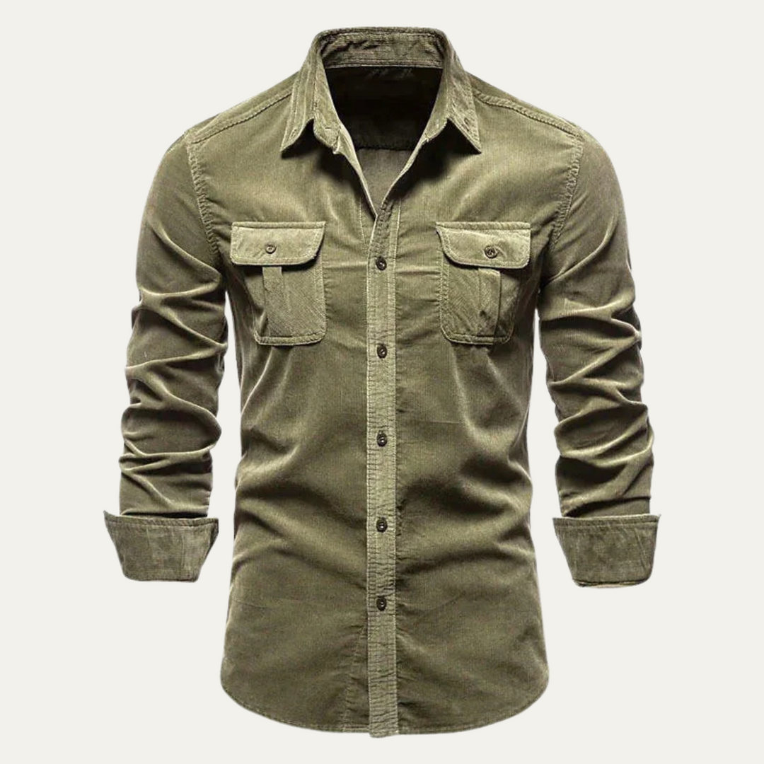 Mens Casual Corduroy Shirt Button-Down Fit