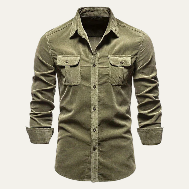 Mens Casual Corduroy Shirt Button-Down Fit